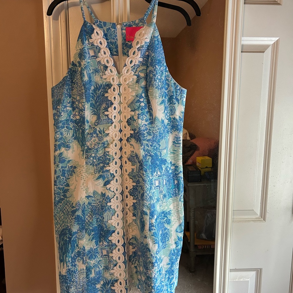 Lilly Pulitzer Tropical Blue and White Mini Dress